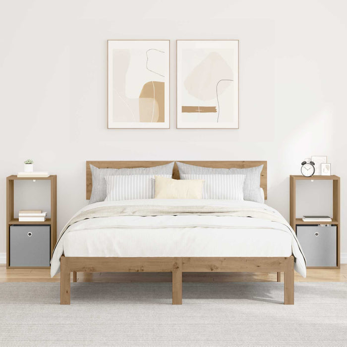 Noptieră 2 pcs Stejar Artizanal 35 x 32 x 68,5 cm Lemn compozit - WALTI WALTI