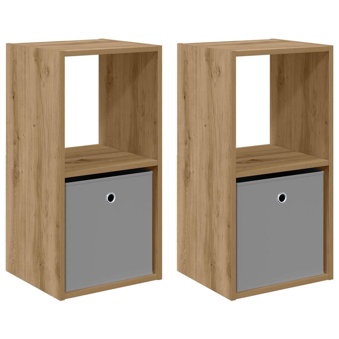 Noptieră 2 pcs Stejar Artizanal 35 x 32 x 68,5 cm Lemn compozit - WALTI WALTI