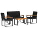 Set de Mobilier pentru Exterior cu pernă 4 pcs Negru poliratan - WALTI WALTI