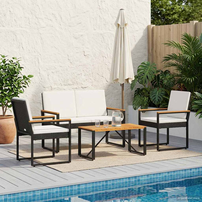 Set de Mobilier pentru Exterior 4 pcs Negru și Alb crem - WALTI WALTI