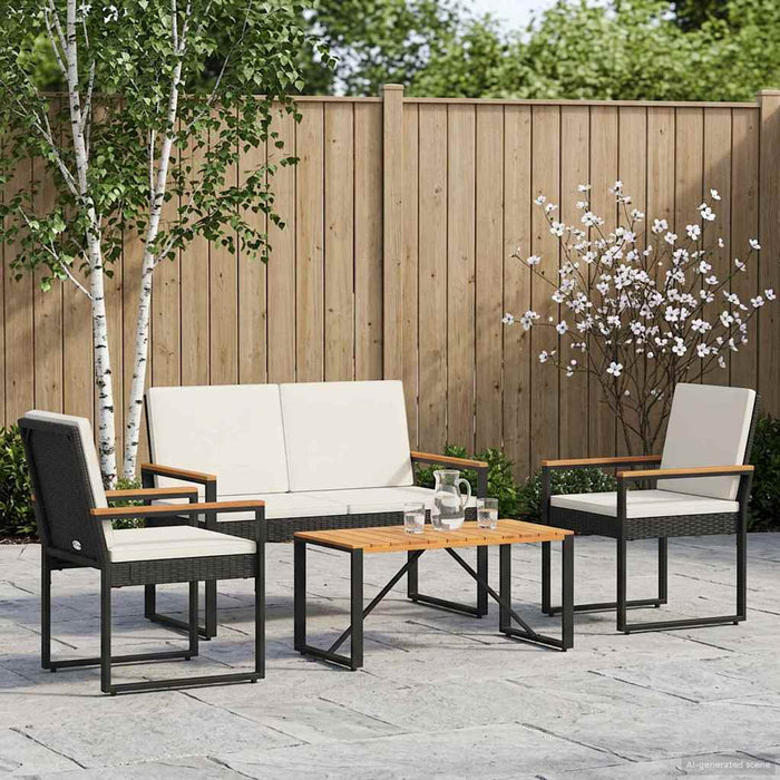 Set de Mobilier pentru Exterior 4 pcs Negru și Alb crem - WALTI WALTI
