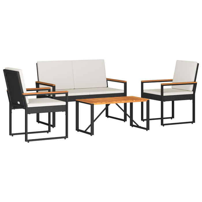 Set de Mobilier pentru Exterior 4 pcs Negru și Alb crem - WALTI WALTI