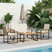 Set de Mobilier pentru Exterior 4 pcs Bej și alb crem poliratan - WALTI WALTI