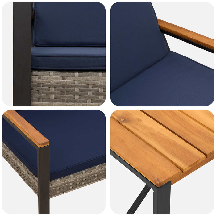 Set de Mobilier pentru Exterior 4 pcs Gri și albastru marin - WALTI WALTI