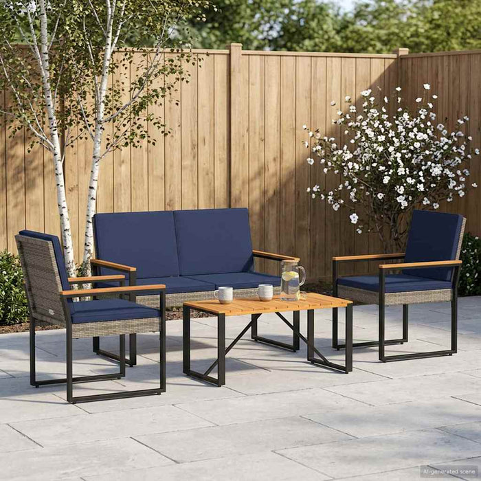 Set de Mobilier pentru Exterior 4 pcs Gri și albastru marin - WALTI WALTI