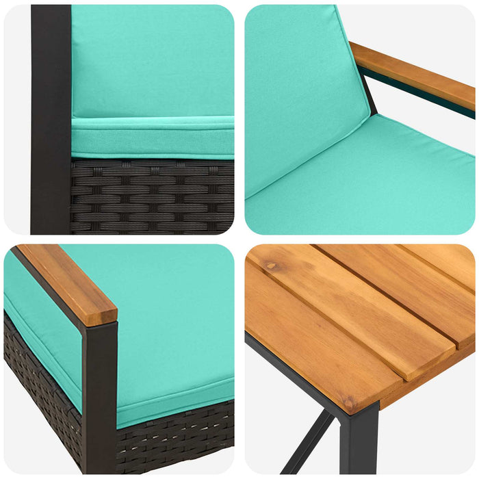 Set de Mobilier pentru Exterior cu pernă 4 pcs Negru și Turcoaz - WALTI WALTI