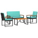 Set de Mobilier pentru Exterior cu pernă 4 pcs Negru și Turcoaz - WALTI WALTI