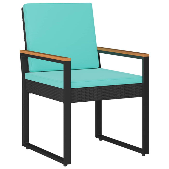 Set de Mobilier pentru Exterior cu pernă 4 pcs Negru și Turcoaz - WALTI WALTI