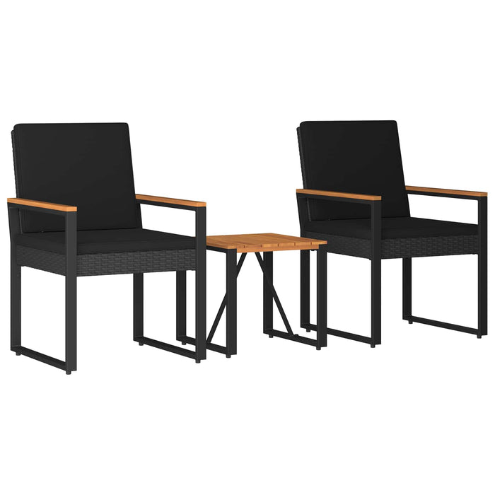 Set de Mobilier pentru Exterior cu pernă 3 pcs Negru poliratan - WALTI WALTI