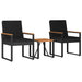 Set de Mobilier pentru Exterior cu pernă 3 pcs Negru poliratan - WALTI WALTI