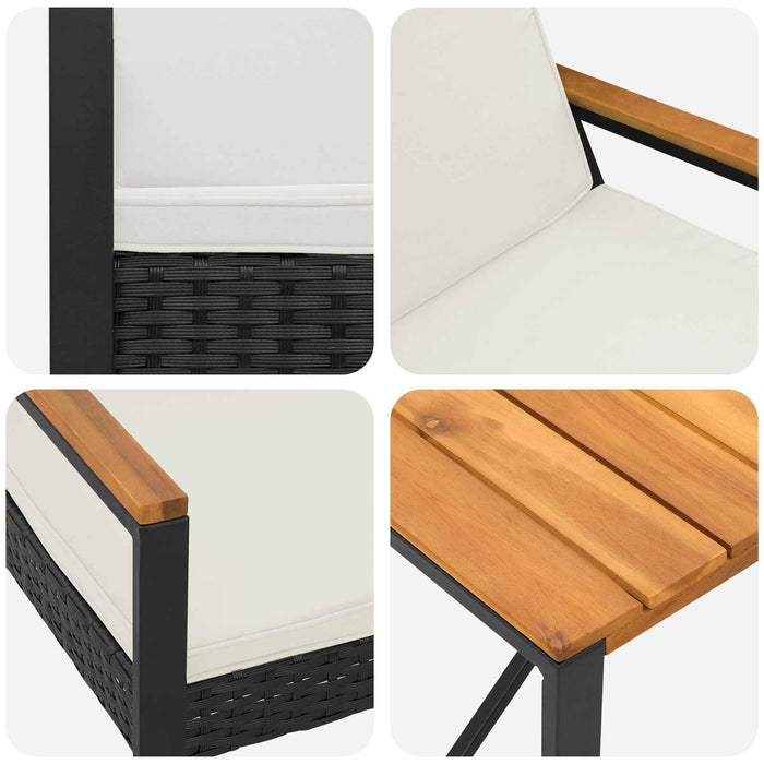 Set de Mobilier pentru Exterior 3 pcs Negru și Alb crem - WALTI WALTI