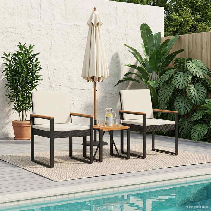 Set de Mobilier pentru Exterior 3 pcs Negru și Alb crem - WALTI WALTI