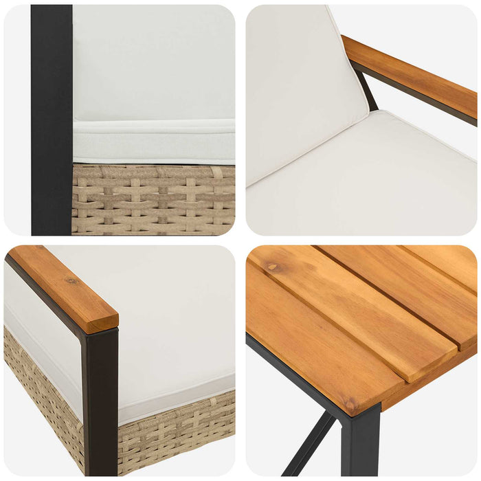 Set de Mobilier pentru Exterior 3 pcs Bej și alb crem poliratan - WALTI WALTI