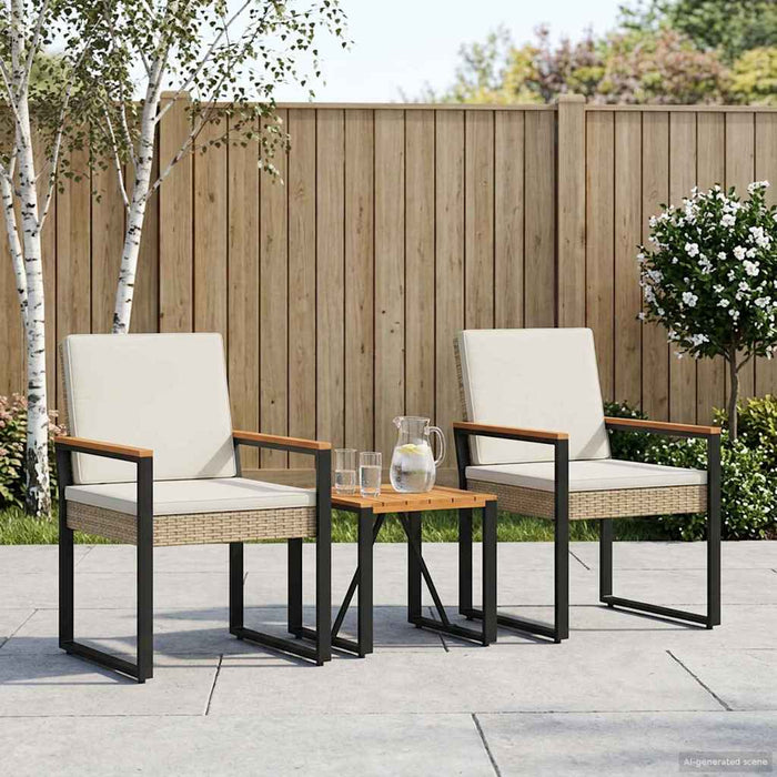 Set de Mobilier pentru Exterior 3 pcs Bej și alb crem poliratan - WALTI WALTI