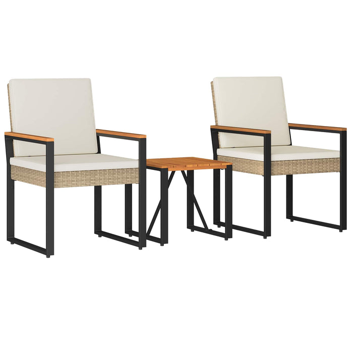 Set de Mobilier pentru Exterior 3 pcs Bej și alb crem poliratan - WALTI WALTI