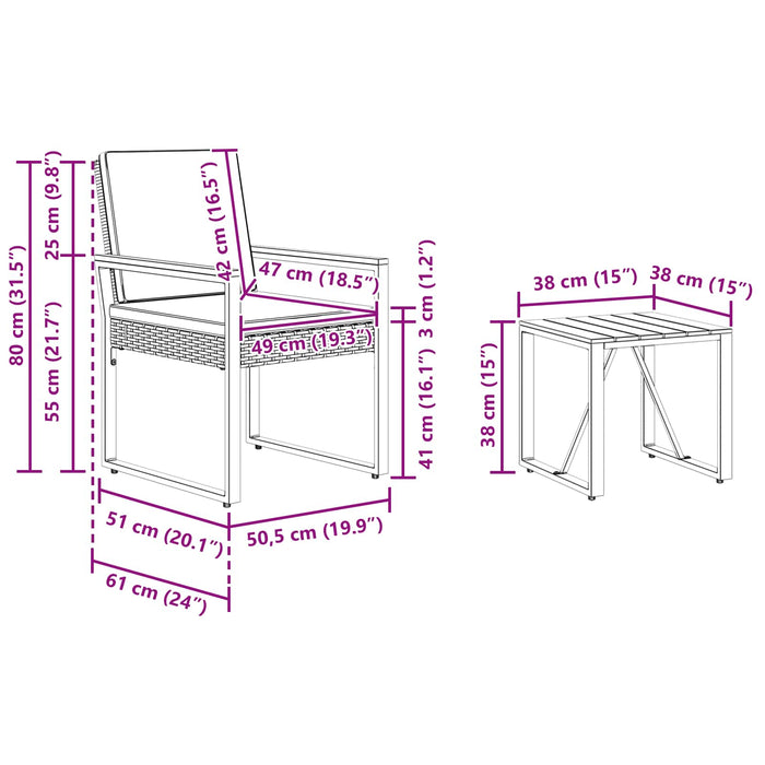 Set de Mobilier pentru Exterior 3 pcs Bej și alb crem poliratan - WALTI WALTI