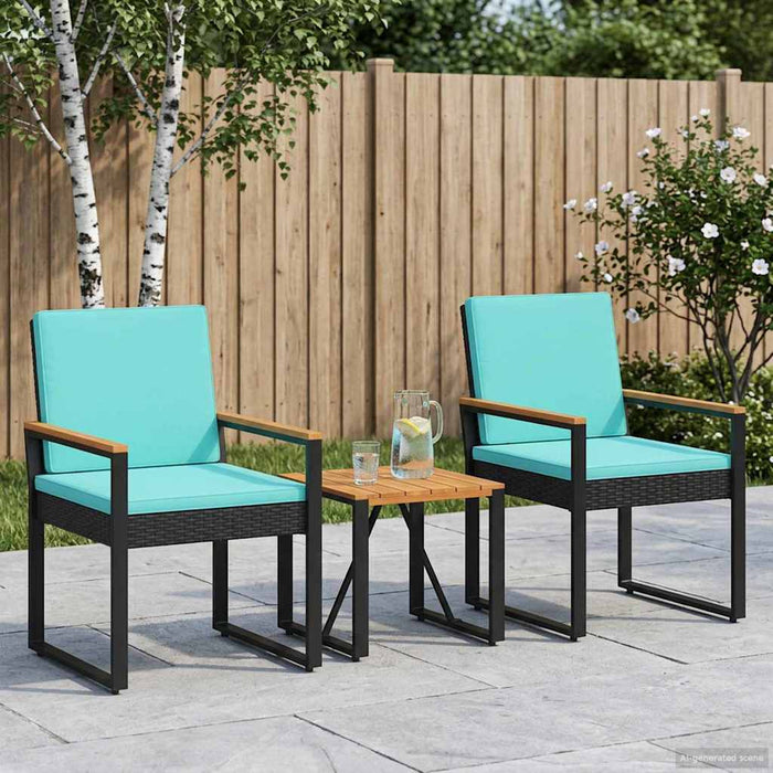 Set de Mobilier pentru Exterior cu pernă 3 pcs Negru și Turcoaz - WALTI WALTI