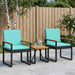 Set de Mobilier pentru Exterior cu pernă 3 pcs Negru și Turcoaz - WALTI WALTI