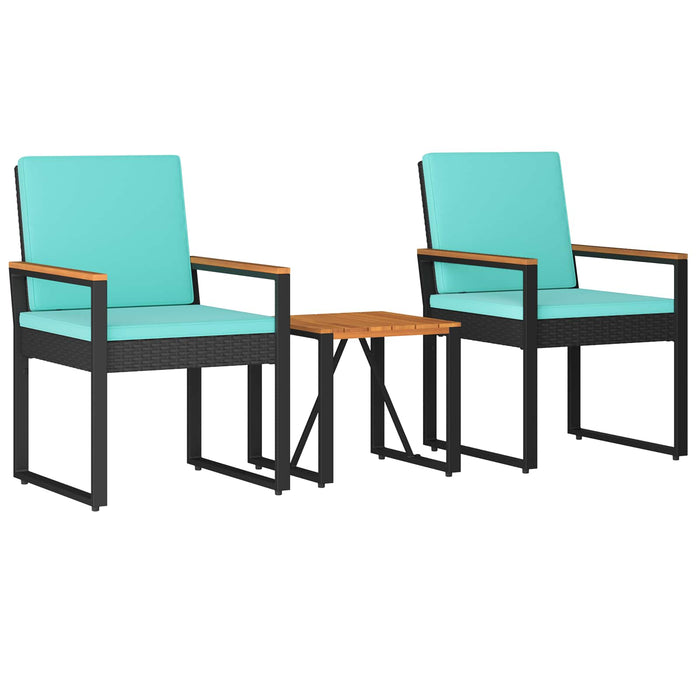 Set de Mobilier pentru Exterior cu pernă 3 pcs Negru și Turcoaz - WALTI WALTI