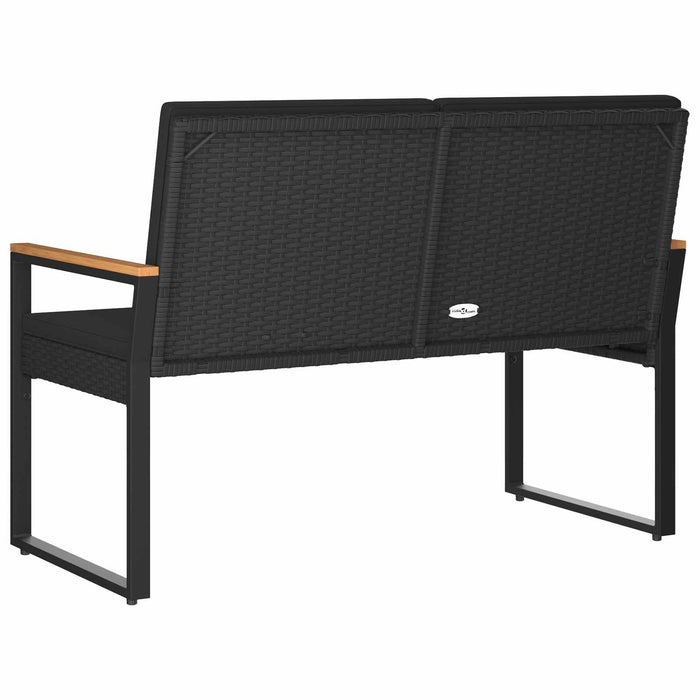 Bancă de exterior cu pernă Negru 107 x 61 x 80 cm poliratan - WALTI WALTI