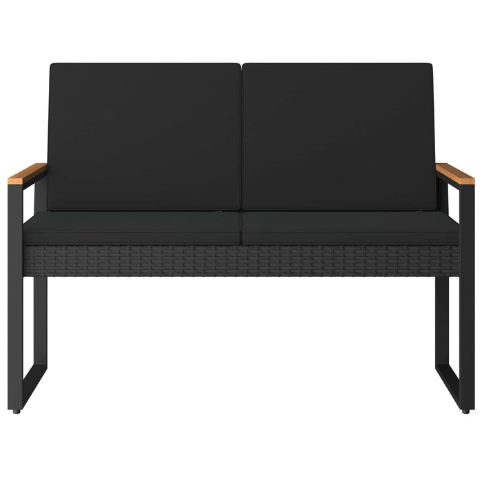 Bancă de exterior cu pernă Negru 107 x 61 x 80 cm poliratan - WALTI WALTI