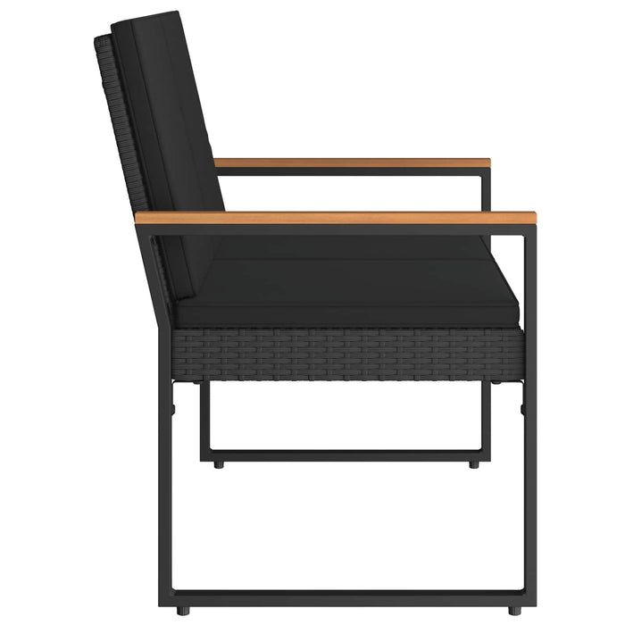 Bancă de exterior cu pernă Negru 107 x 61 x 80 cm poliratan - WALTI WALTI