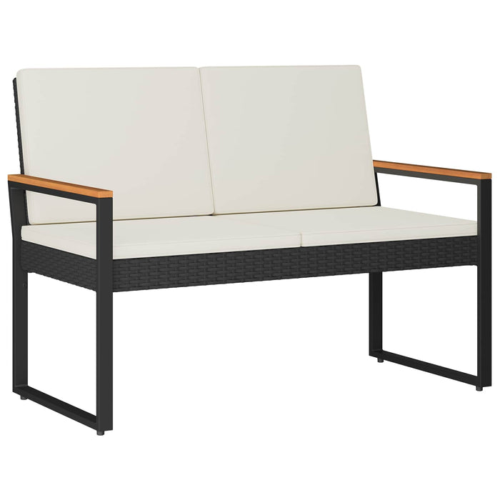 Bancă de exterior Negru și Alb crem 107 x 61 x 80 cm poliratan - WALTI WALTI