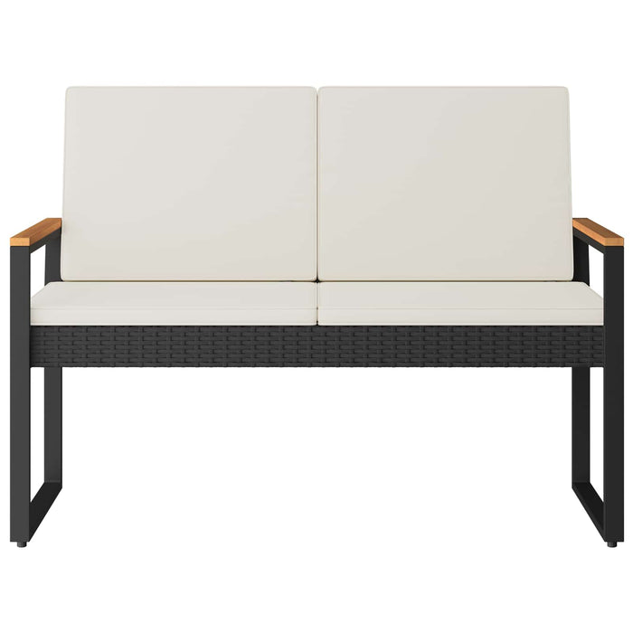 Bancă de exterior Negru și Alb crem 107 x 61 x 80 cm poliratan - WALTI WALTI