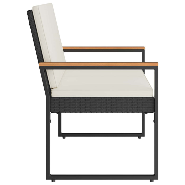 Bancă de exterior Negru și Alb crem 107 x 61 x 80 cm poliratan - WALTI WALTI