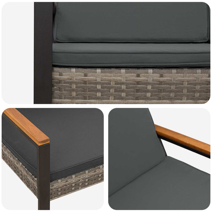 Bancă de exterior Gri și gri închis 107 x 61 x 80 cm poliratan - WALTI WALTI