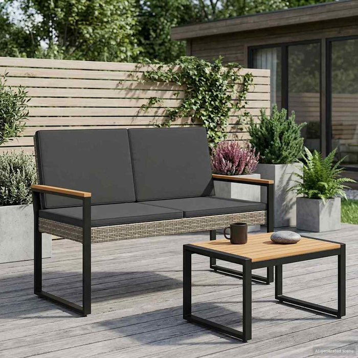 Bancă de exterior Gri și gri închis 107 x 61 x 80 cm poliratan - WALTI WALTI