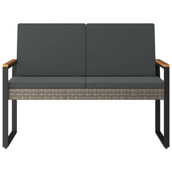 Bancă de exterior Gri și gri închis 107 x 61 x 80 cm poliratan - WALTI WALTI
