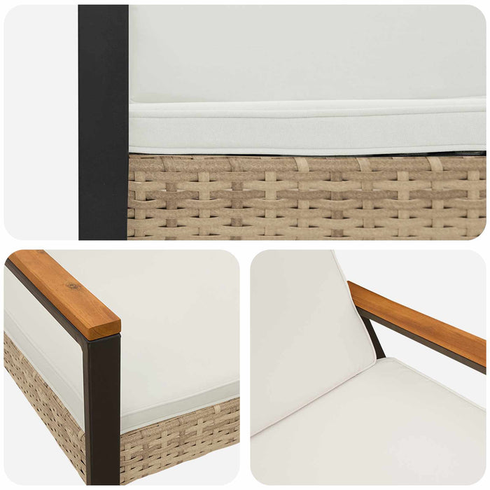 Bancă de exterior Bej și alb crem 107 x 61 x 80 cm poliratan - WALTI WALTI