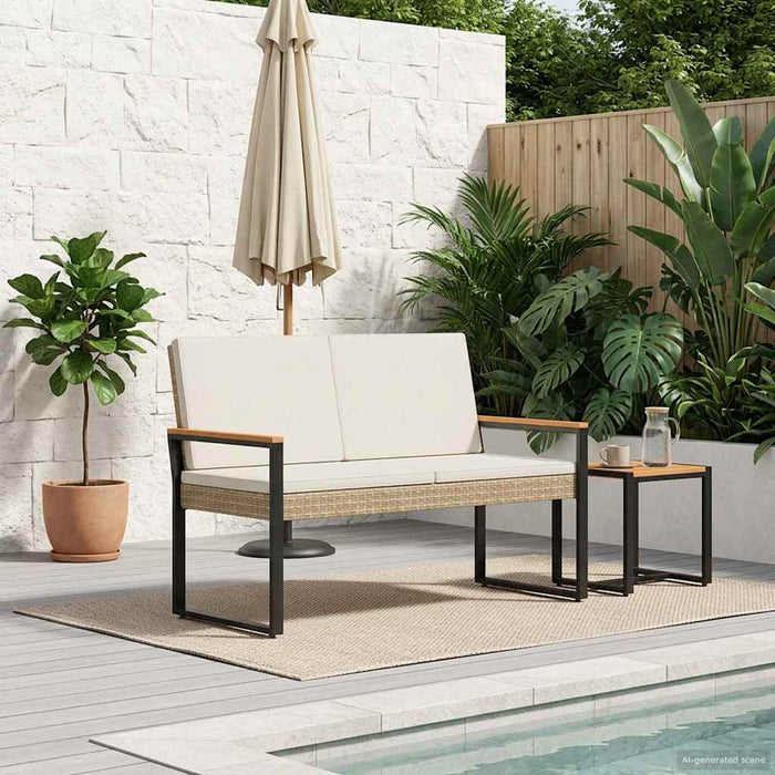Bancă de exterior Bej și alb crem 107 x 61 x 80 cm poliratan - WALTI WALTI