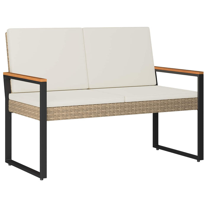 Bancă de exterior Bej și alb crem 107 x 61 x 80 cm poliratan - WALTI WALTI