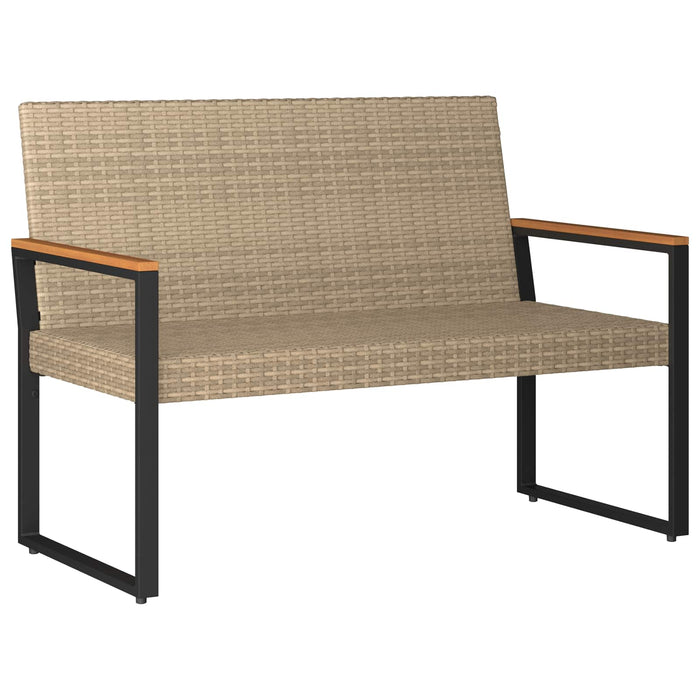 Bancă de exterior Bej și alb crem 107 x 61 x 80 cm poliratan - WALTI WALTI