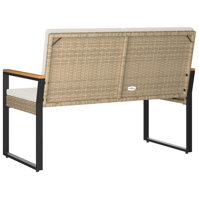 Bancă de exterior Bej și alb crem 107 x 61 x 80 cm poliratan - WALTI WALTI