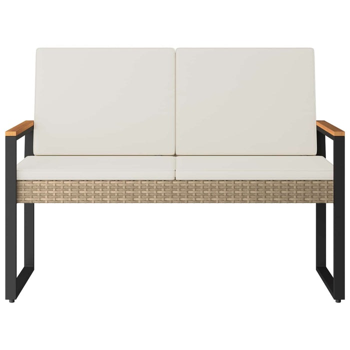 Bancă de exterior Bej și alb crem 107 x 61 x 80 cm poliratan - WALTI WALTI