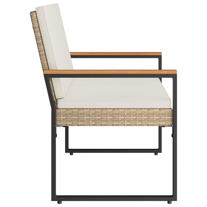 Bancă de exterior Bej și alb crem 107 x 61 x 80 cm poliratan - WALTI WALTI
