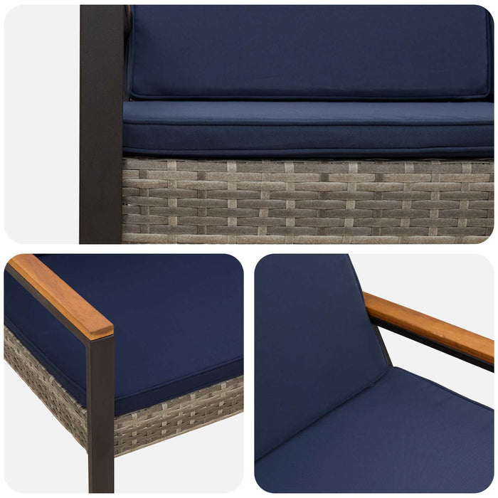 Bancă de exterior Gri și albastru marin 107 x 61 x 80 cm - WALTI WALTI