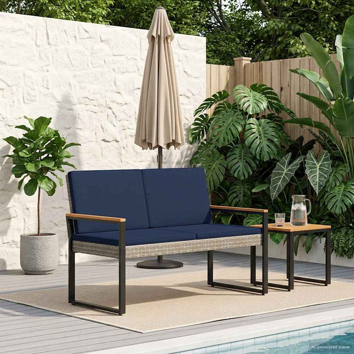 Bancă de exterior Gri și albastru marin 107 x 61 x 80 cm - WALTI WALTI