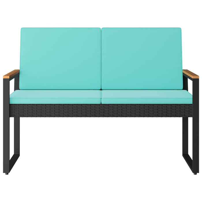 Bancă de exterior Negru și Turcoaz 107 x 61 x 80 cm poliratan - WALTI WALTI