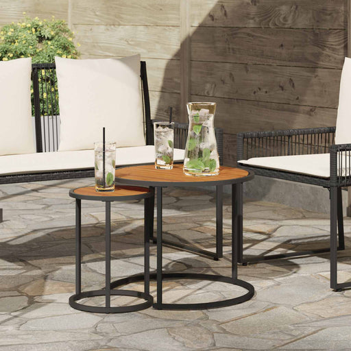 Set de măsuțe de cafea 2 pcs Natural și Negru 55 x 55 x 45 cm - WALTI WALTI