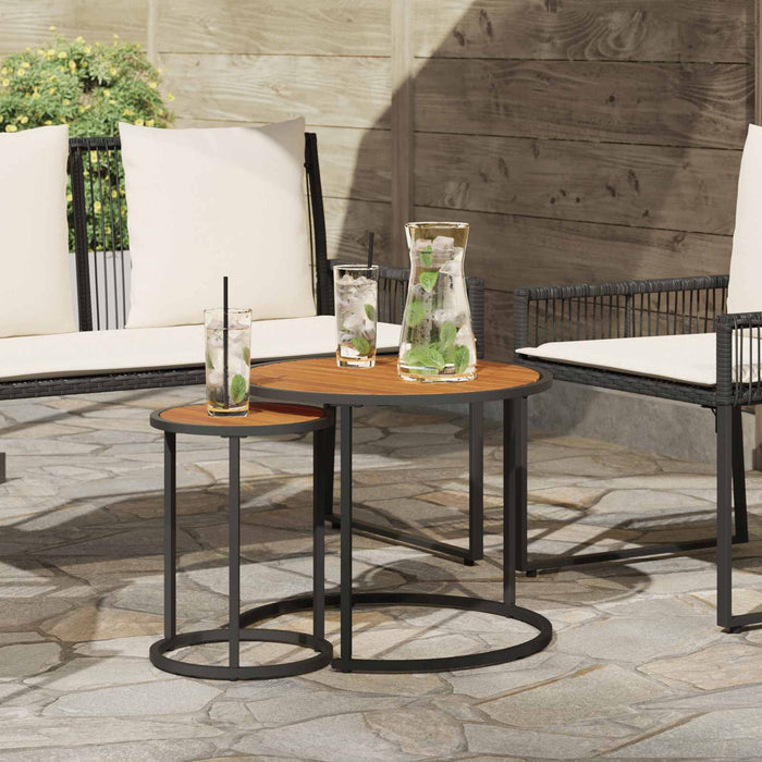 Set de măsuțe de cafea 2 pcs Natural și Negru 55 x 55 x 45 cm - WALTI WALTI