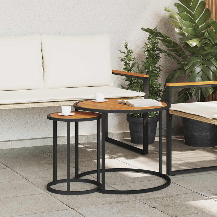 Set de măsuțe de cafea 2 pcs Natural și Negru 55 x 55 x 45 cm - WALTI WALTI