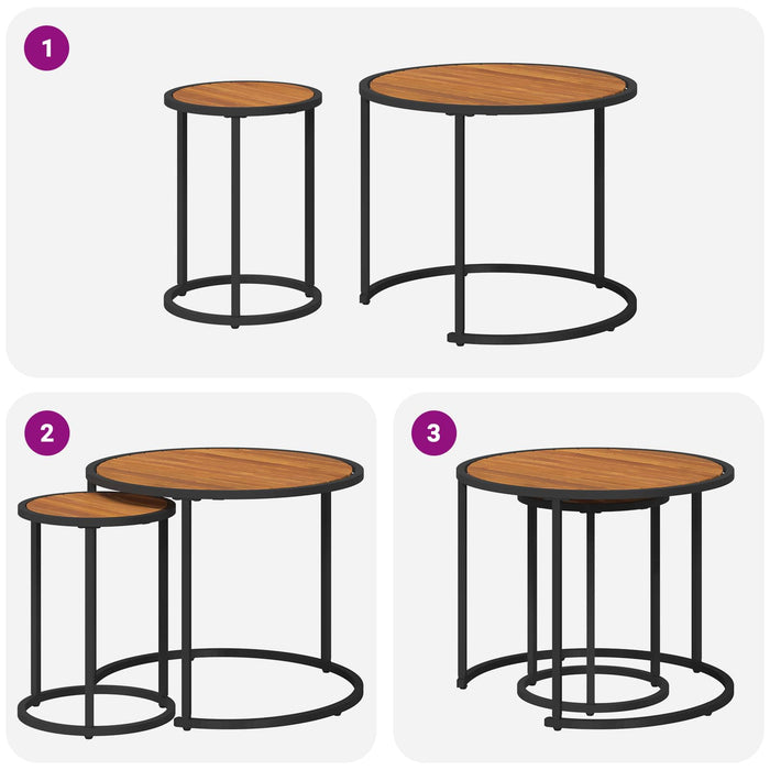 Set de măsuțe de cafea 2 pcs Natural și Negru 55 x 55 x 45 cm - WALTI WALTI