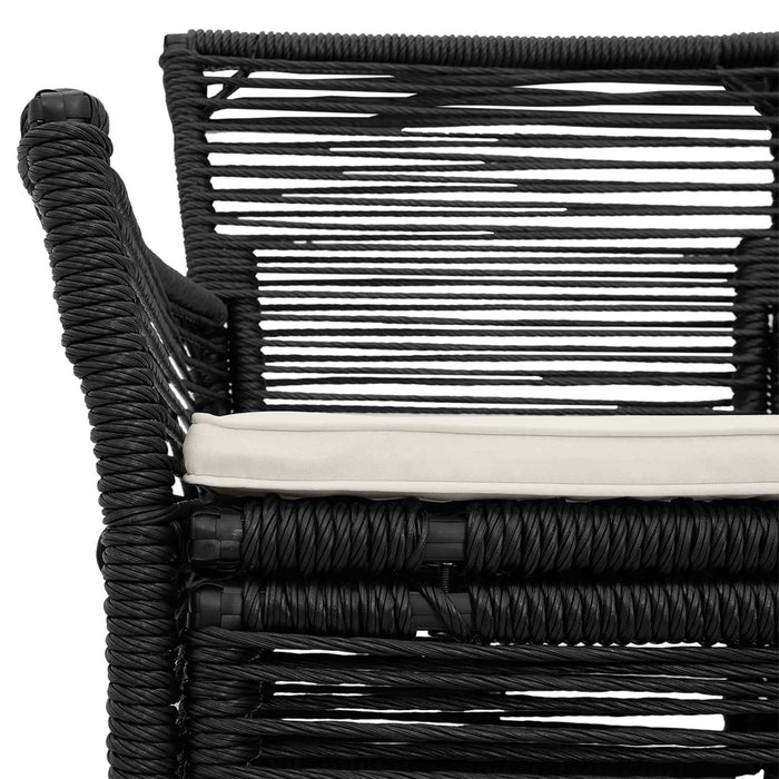 Scaun pentru exterior cu pernă 2 pcs Negru și Crem poliratan - WALTI WALTI