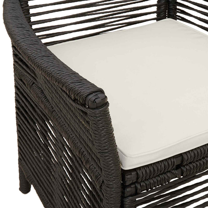 Scaun pentru exterior cu pernă 2 pcs Negru și Crem poliratan - WALTI WALTI
