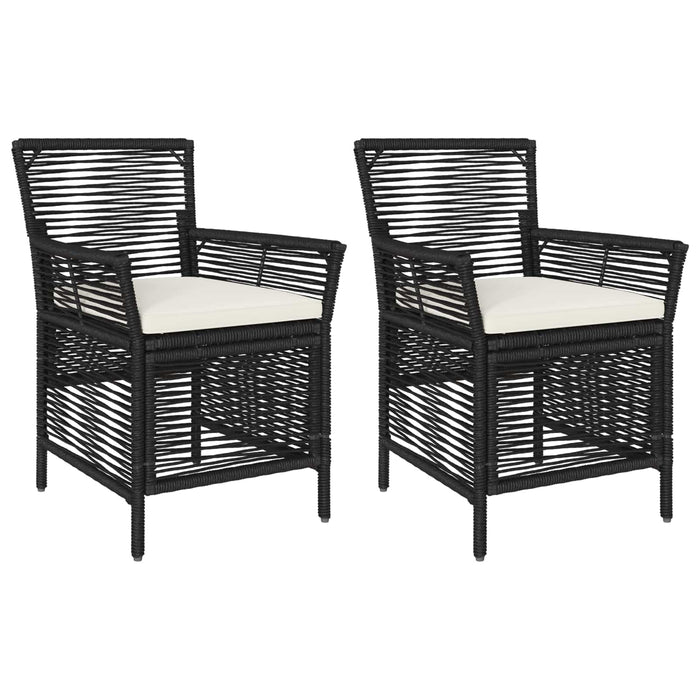 Scaun pentru exterior cu pernă 2 pcs Negru și Crem poliratan - WALTI WALTI
