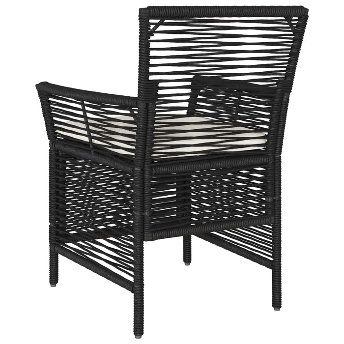 Scaun pentru exterior cu pernă 2 pcs Negru și Crem poliratan - WALTI WALTI